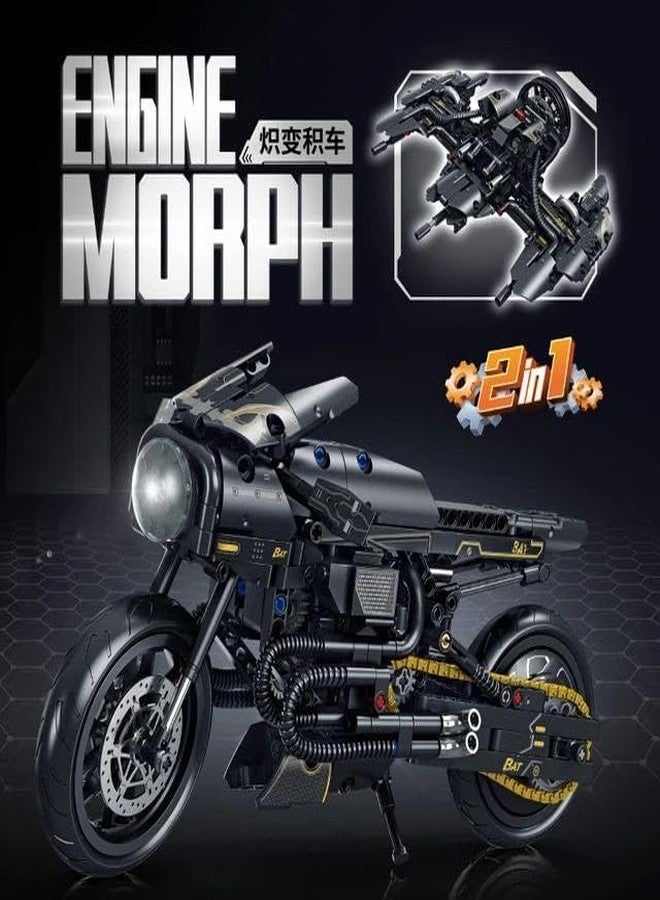 EXOMOON 571pcs Cool Black Transformer Motorcycle Building Blocks, Motorbike Bricks Model Toys, Christmas/Thanksgiving Day Gift Multicolor - Image 4